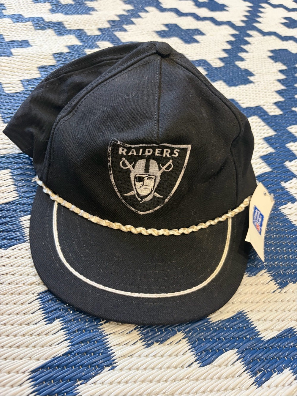 Vintage Los Angeles Raiders Rope Strap Back Hat American Needle Made in USA New